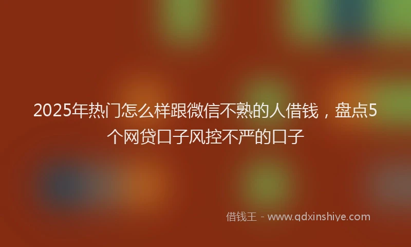 2025年热门怎么样跟微信不熟的人借钱，盘点5个网贷口子风控不严的口子