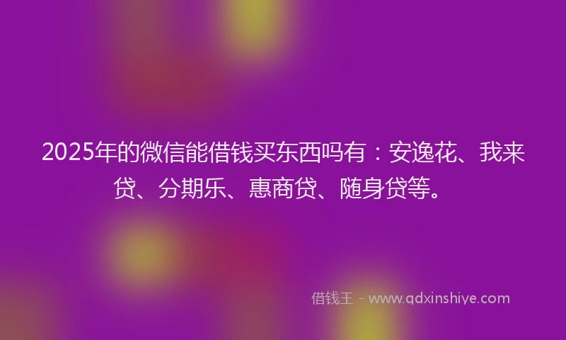 2025年的微信能借钱买东西吗有：安逸花、我来贷、分期乐、惠商贷、随身贷等。