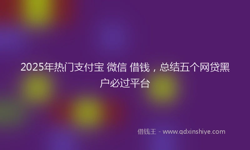 2025年热门支付宝 微信 借钱，总结五个网贷黑户必过平台