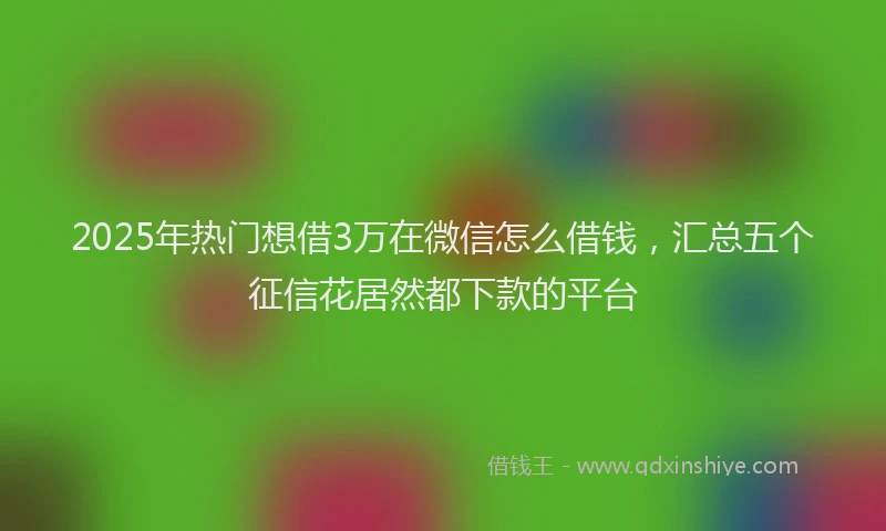 2025年热门想借3万在微信怎么借钱，汇总五个征信花居然都下款的平台