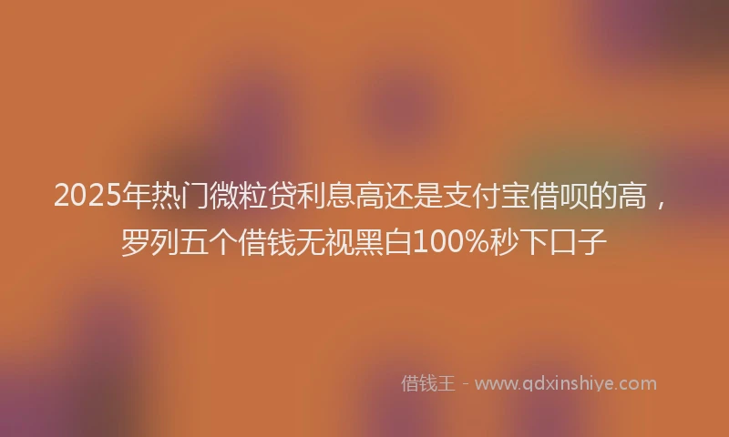 2025年热门微粒贷利息高还是支付宝借呗的高，罗列五个借钱无视黑白100%秒下口子
