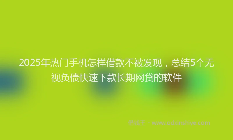 2025年热门手机怎样借款不被发现，总结5个无视负债快速下款长期网贷的软件