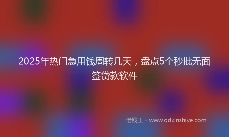 2025年热门急用钱周转几天，盘点5个秒批无面签贷款软件