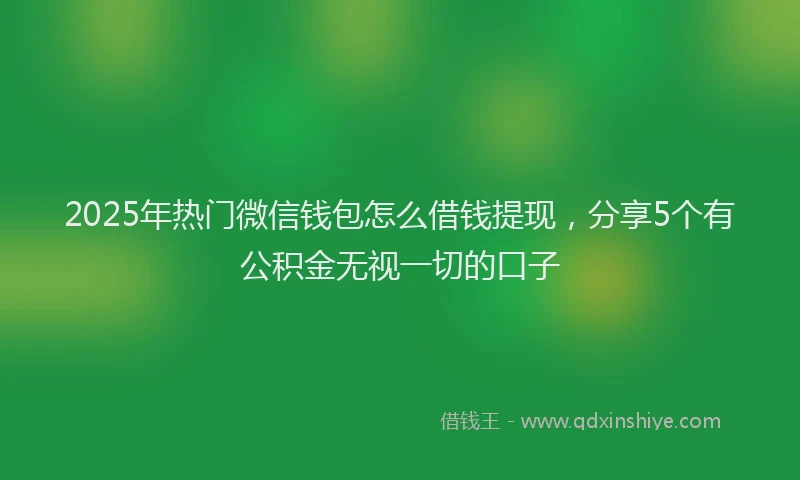 2025年热门微信钱包怎么借钱提现，分享5个有公积金无视一切的口子