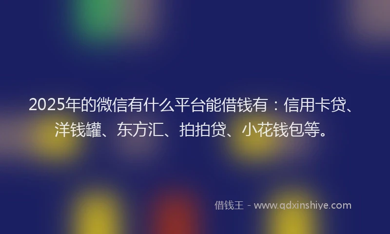 2025年的微信有什么平台能借钱有：信用卡贷、洋钱罐、东方汇、拍拍贷、小花钱包等。