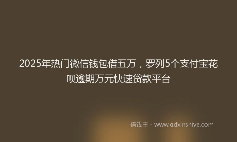 2025年热门微信钱包借五万，罗列5个支付宝花呗逾期万元快速贷款平台