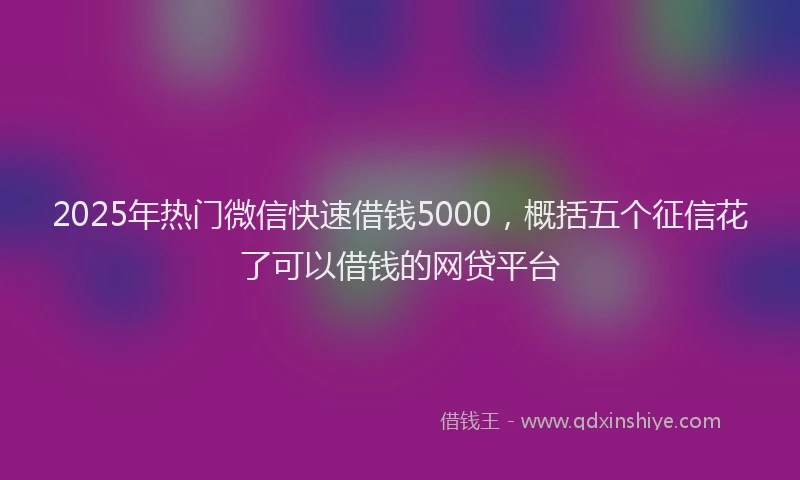 2025年热门微信快速借钱5000，概括五个征信花了可以借钱的网贷平台