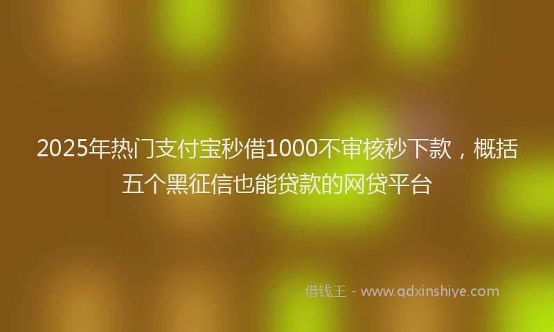 2025年热门支付宝秒借1000不审核秒下款，概括五个黑征信也能贷款的网贷平台