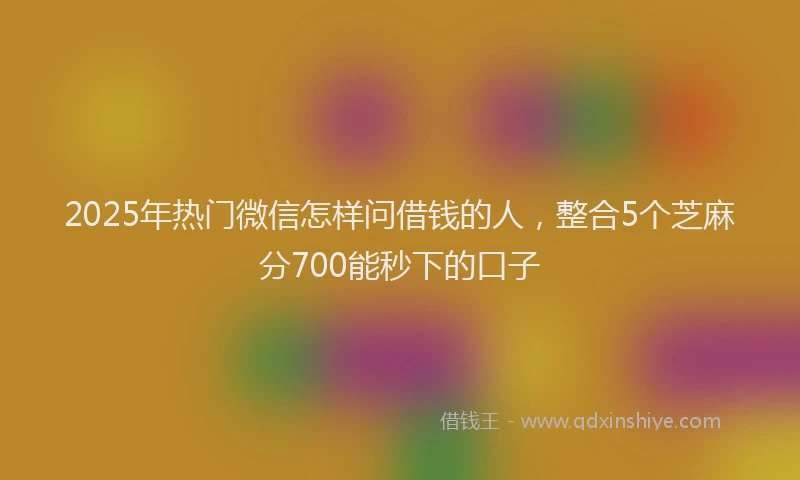2025年热门微信怎样问借钱的人，整合5个芝麻分700能秒下的口子