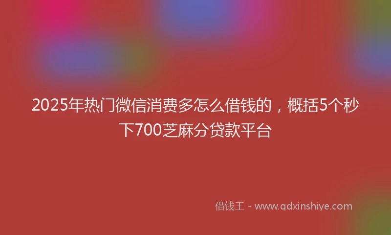 2025年热门微信消费多怎么借钱的，概括5个秒下700芝麻分贷款平台