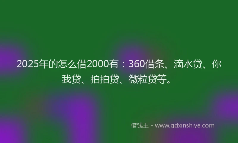 2025年的怎么借2000有：360借条、滴水贷、你我贷、拍拍贷、微粒贷等。