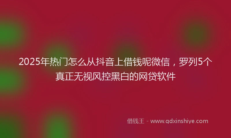 2025年热门怎么从抖音上借钱呢微信，罗列5个真正无视风控黑白的网贷软件