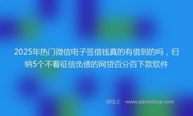 2025年热门微信电子签借钱真的有借到的吗，归纳5个不看征信负债的网贷百分百下款软件