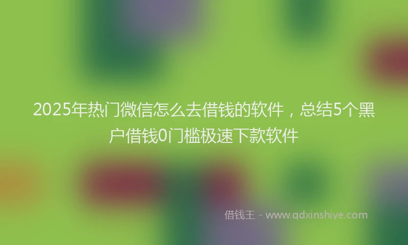 2025年热门微信怎么去借钱的软件，总结5个黑户借钱0门槛极速下款软件