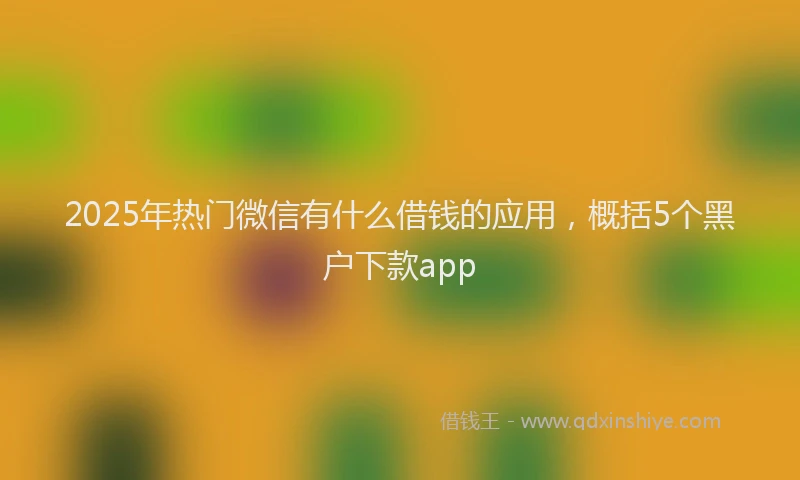 2025年热门微信有什么借钱的应用，概括5个黑户下款app