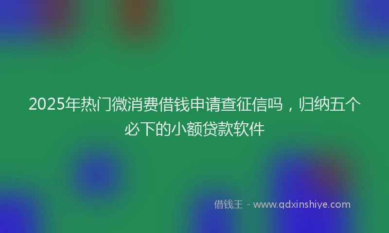 2025年热门微消费借钱申请查征信吗，归纳五个必下的小额贷款软件