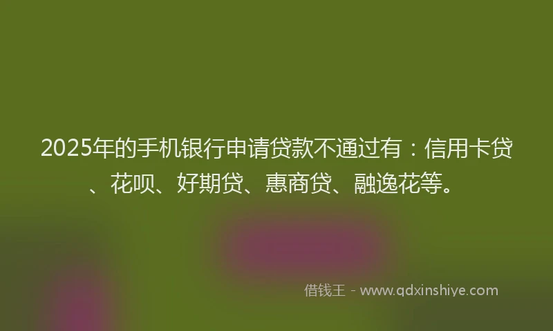 2025年的手机银行申请贷款不通过有：信用卡贷、花呗、好期贷、惠商贷、融逸花等。