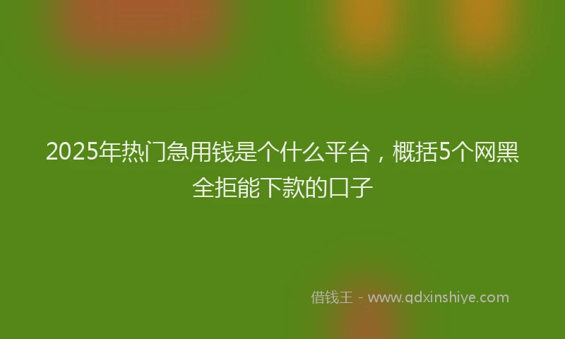 2025年热门急用钱是个什么平台，概括5个网黑全拒能下款的口子