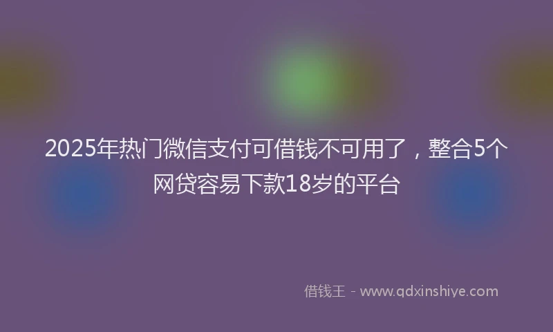 2025年热门微信支付可借钱不可用了，整合5个网贷容易下款18岁的平台