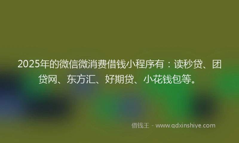 2025年的微信微消费借钱小程序有：读秒贷、团贷网、东方汇、好期贷、小花钱包等。
