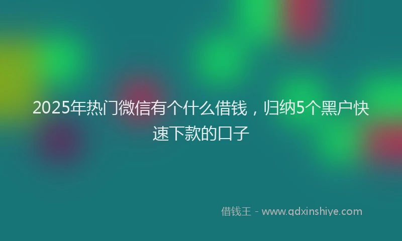2025年热门微信有个什么借钱，归纳5个黑户快速下款的口子