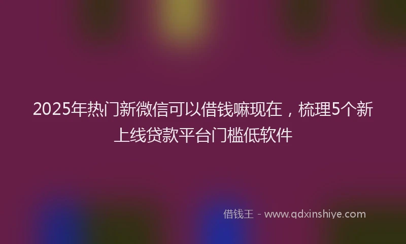 2025年热门新微信可以借钱嘛现在，梳理5个新上线贷款平台门槛低软件