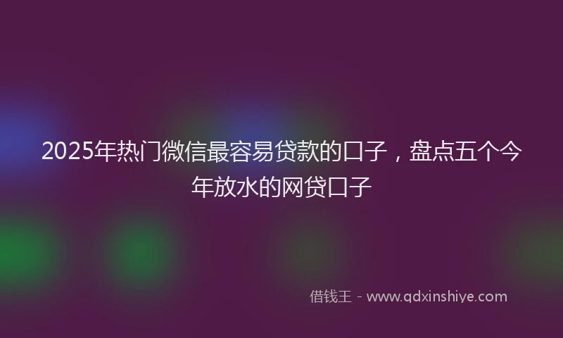 2025年热门微信最容易贷款的口子，盘点五个今年放水的网贷口子