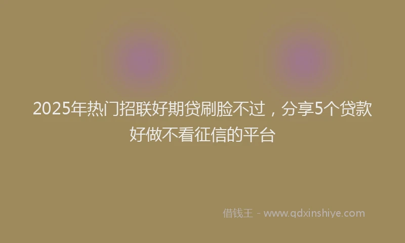 2025年热门招联好期贷刷脸不过，分享5个贷款好做不看征信的平台