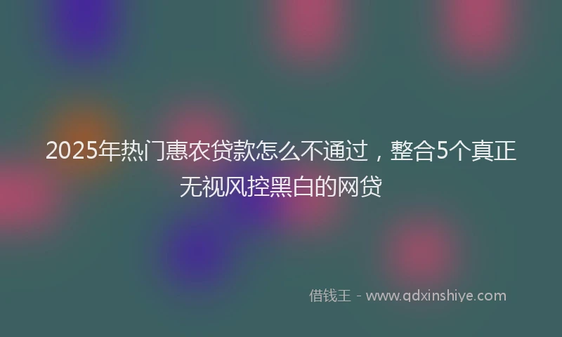 2025年热门惠农贷款怎么不通过，整合5个真正无视风控黑白的网贷