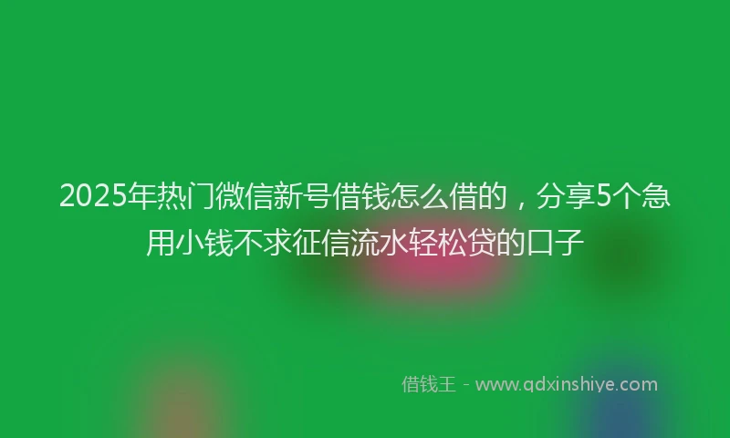 2025年热门微信新号借钱怎么借的，分享5个急用小钱不求征信流水轻松贷的口子