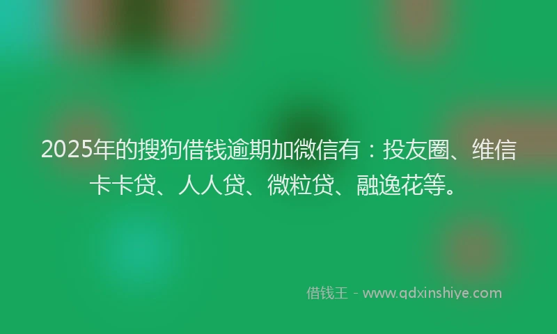2025年的搜狗借钱逾期加微信有：投友圈、维信卡卡贷、人人贷、微粒贷、融逸花等。