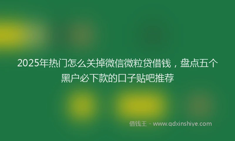 2025年热门怎么关掉微信微粒贷借钱，盘点五个黑户必下款的口子贴吧推荐