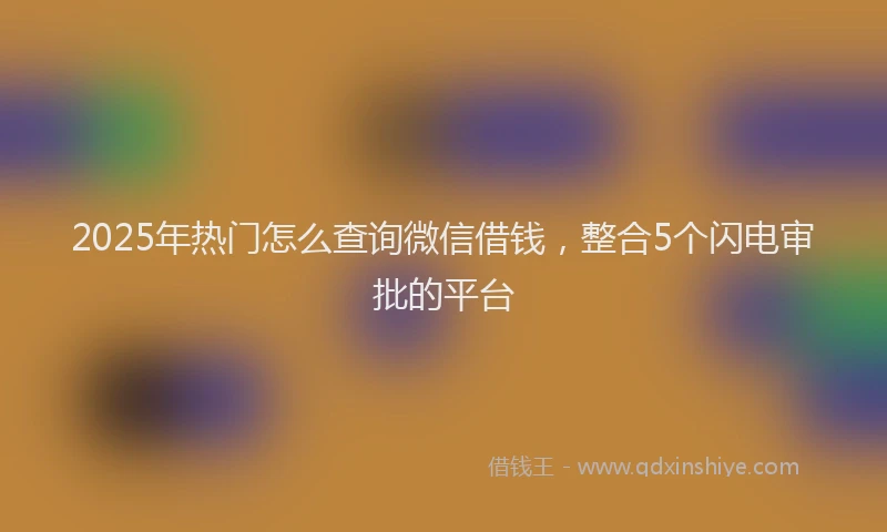 2025年热门怎么查询微信借钱，整合5个闪电审批的平台