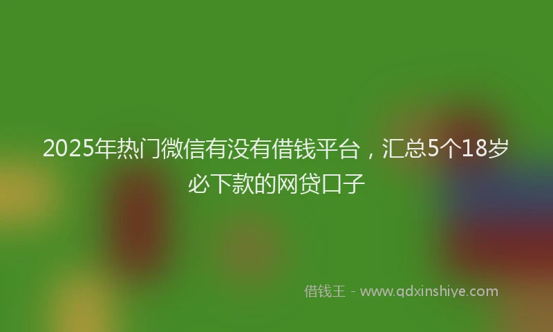 2025年热门微信有没有借钱平台，汇总5个18岁必下款的网贷口子