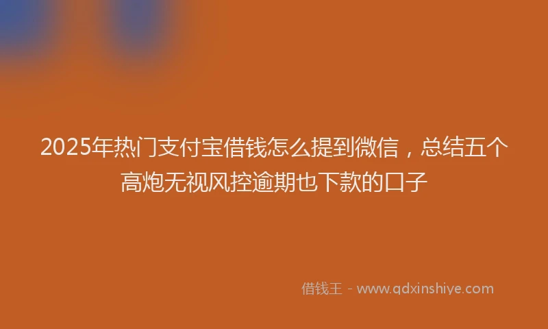 2025年热门支付宝借钱怎么提到微信，总结五个高炮无视风控逾期也下款的口子