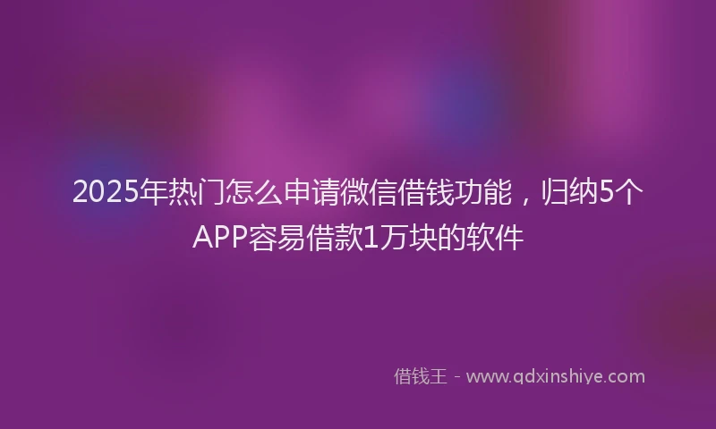 2025年热门怎么申请微信借钱功能，归纳5个APP容易借款1万块的软件