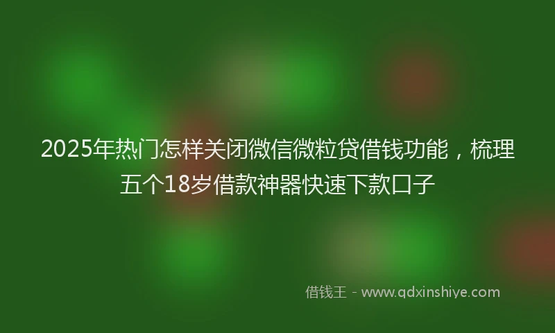 2025年热门怎样关闭微信微粒贷借钱功能，梳理五个18岁借款神器快速下款口子