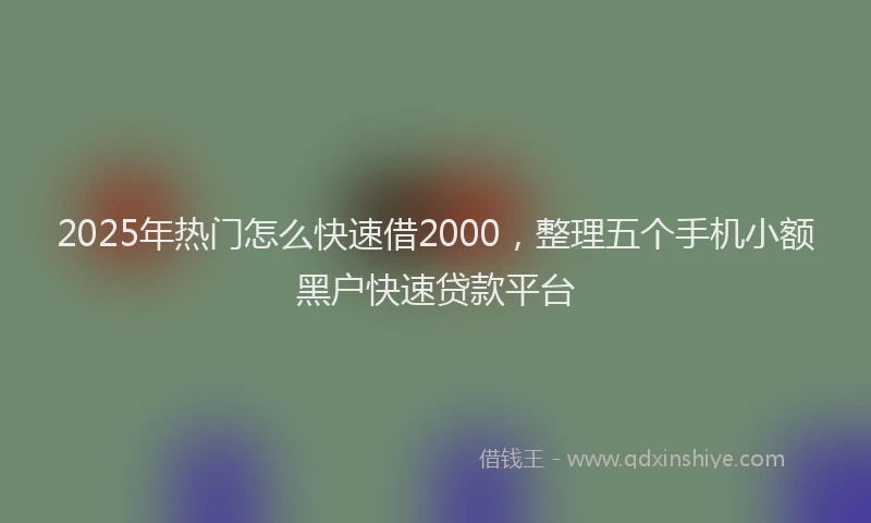 2025年热门怎么快速借2000，整理五个手机小额黑户快速贷款平台