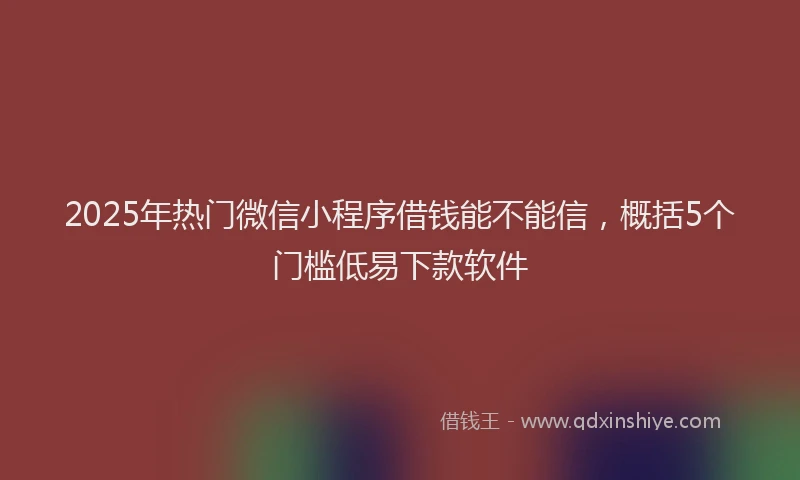 2025年热门微信小程序借钱能不能信，概括5个门槛低易下款软件
