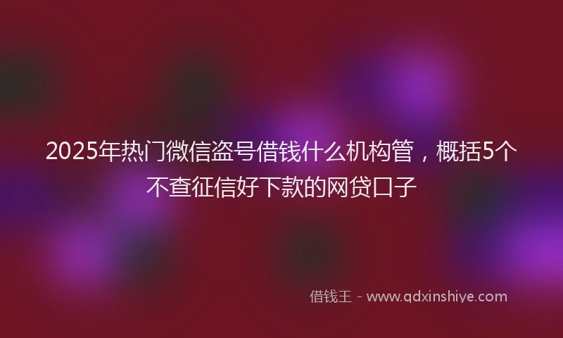 2025年热门微信盗号借钱什么机构管，概括5个不查征信好下款的网贷口子