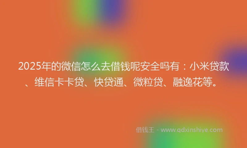 2025年的微信怎么去借钱呢安全吗有：小米贷款、维信卡卡贷、快贷通、微粒贷、融逸花等。