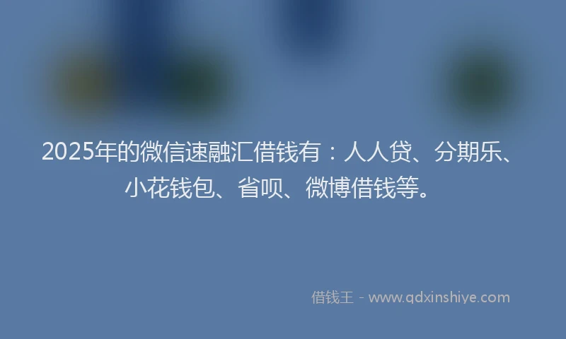 2025年的微信速融汇借钱有：人人贷、分期乐、小花钱包、省呗、微博借钱等。
