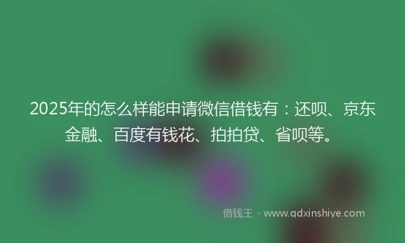 2025年的怎么样能申请微信借钱有：还呗、京东金融、百度有钱花、拍拍贷、省呗等。