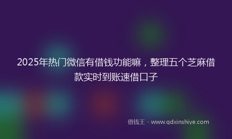 2025年热门微信有借钱功能嘛，整理五个芝麻借款实时到账速借口子