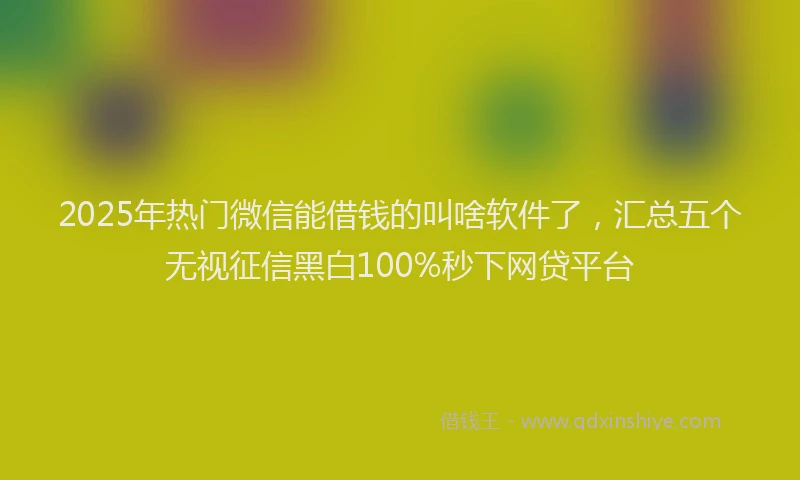 2025年热门微信能借钱的叫啥软件了，汇总五个无视征信黑白100%秒下网贷平台