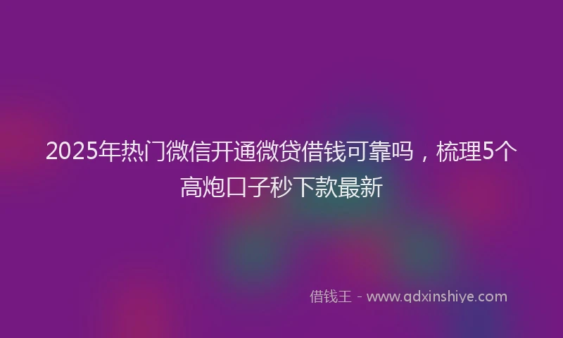2025年热门微信开通微贷借钱可靠吗，梳理5个高炮口子秒下款最新