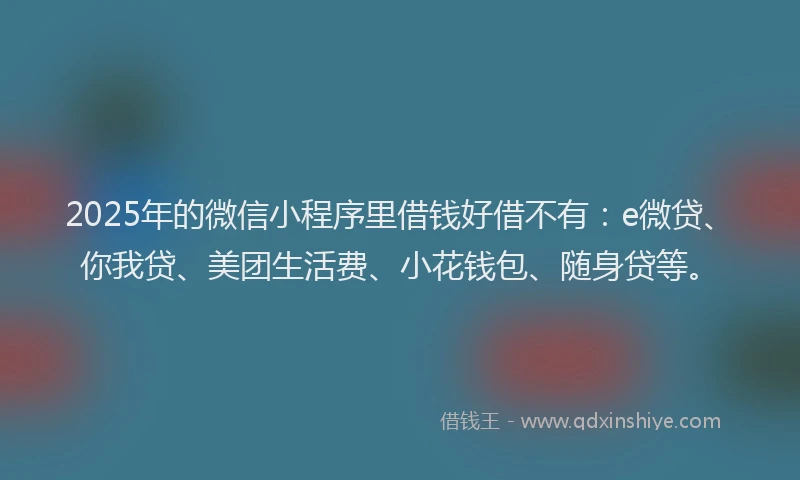 2025年的微信小程序里借钱好借不有：e微贷、你我贷、美团生活费、小花钱包、随身贷等。