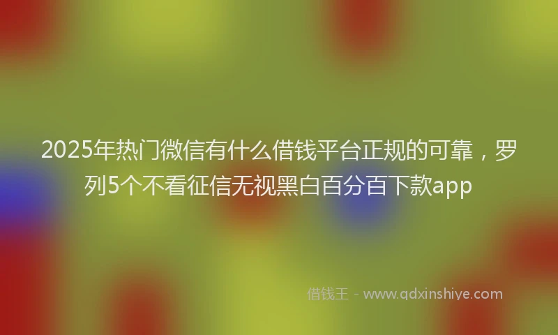 2025年热门微信有什么借钱平台正规的可靠，罗列5个不看征信无视黑白百分百下款app