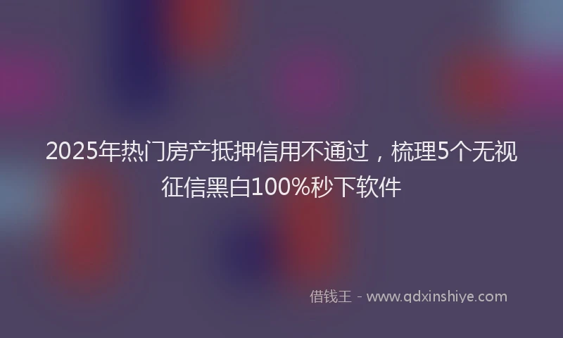 2025年热门房产抵押信用不通过，梳理5个无视征信黑白100%秒下软件