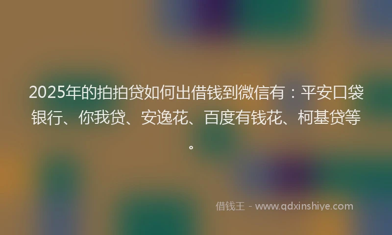 2025年的拍拍贷如何出借钱到微信有：平安口袋银行、你我贷、安逸花、百度有钱花、柯基贷等。
